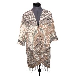 Soft Surroundings Chaucer Topper Duster Beaded Paisley Cardigan Embellished L/XL